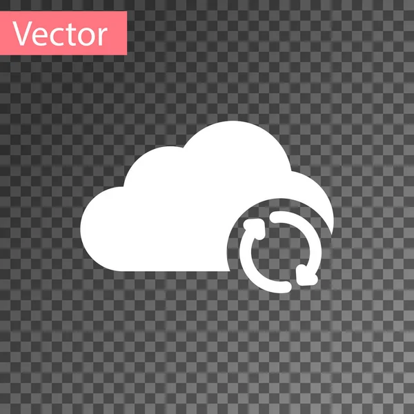 Icono de actualización de sincronización de Nube Blanca aislado sobre fondo transparente. Nube y flechas. Ilustración vectorial — Vector de stock