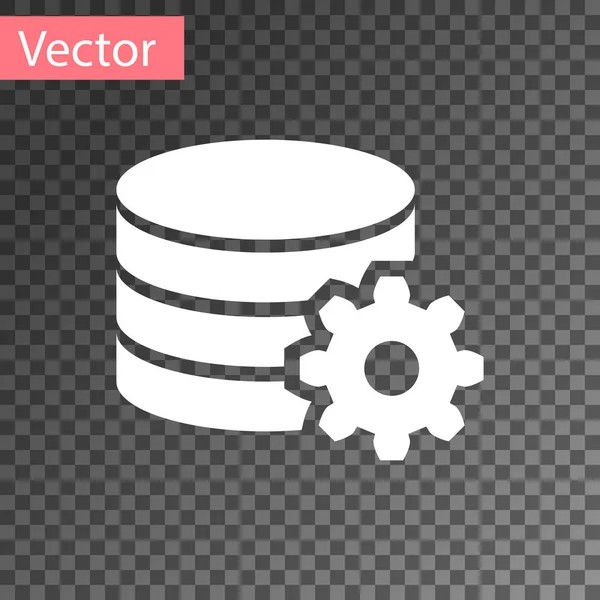 Weiß einstellendes Datenbankserver-Symbol isoliert auf transparentem Hintergrund. Datenbankzentrum. Vektorillustration — Stockvektor