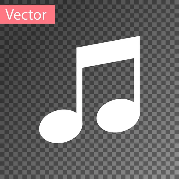 Nota de música blanca, icono de tono aislado sobre fondo transparente. Ilustración vectorial — Vector de stock