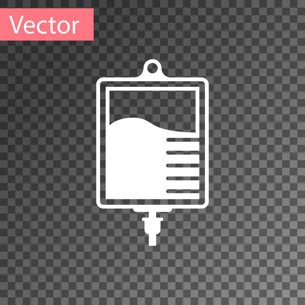 Weißes Iv Bag Symbol isoliert auf transparentem Hintergrund. Blutbeutel-Symbol. Blutspendekonzept. das Konzept der Behandlung und Therapie, Chemotherapie. Vektorillustration — Stockvektor