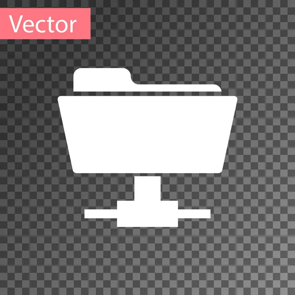 Icône de dossier FTP blanc sur fond transparent. Concept de mise à jour logicielle, protocole de transfert ftp, routeur, gestion des outils de travail d'équipe, processus de copie, informations. Illustration vectorielle — Image vectorielle