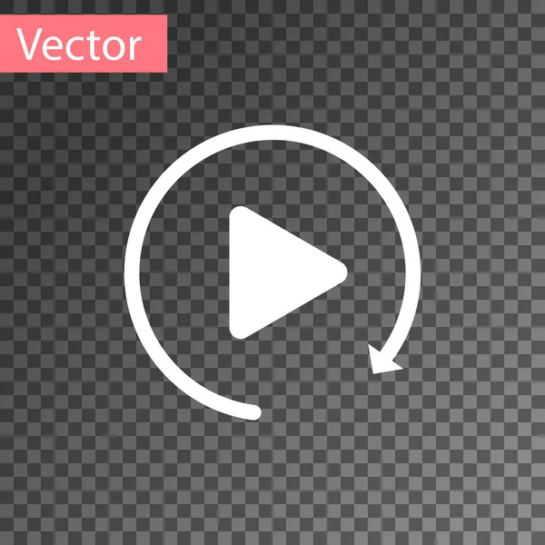 Weiße Video-Play-Taste wie einfache Wiedergabe-Symbol isoliert auf transparentem Hintergrund. Vektorillustration — Stockvektor