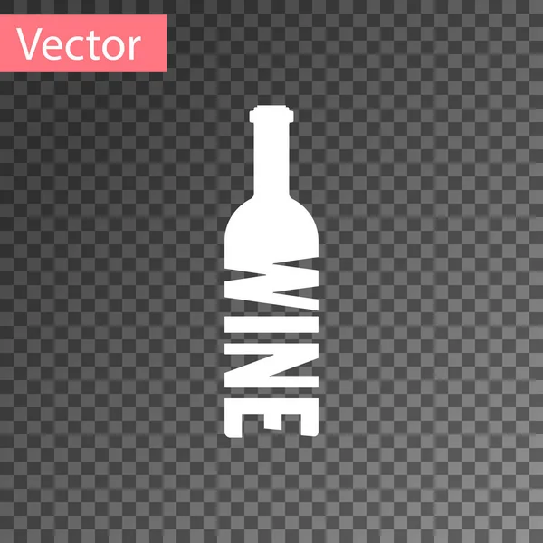 Botella blanca de vino icono aislado sobre fondo transparente. Una botella de vino con letras. Ilustración vectorial — Vector de stock