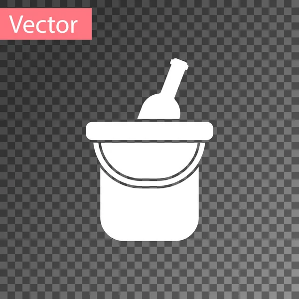 Garrafa branca de vinho em um ícone de balde de gelo isolado em fundo transparente. Ilustração vetorial — Vetor de Stock