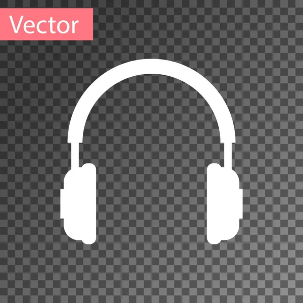 Icono de auriculares blancos aislado sobre fondo transparente. Signo de auriculares. Objeto conceptual para escuchar música, servicio, comunicación y operador. Ilustración vectorial — Vector de stock