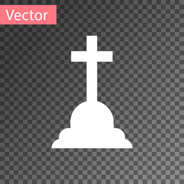 Lápida blanca con icono de cruz aislado sobre fondo transparente. Icono de tumba. Ilustración vectorial — Archivo Imágenes Vectoriales