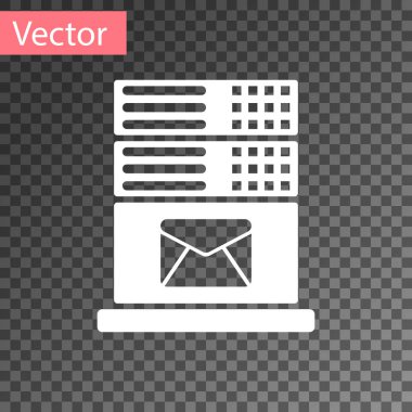 Beyaz posta sunucu simgesi şeffaf arka planda yalıtılmış. Vektör Illustration