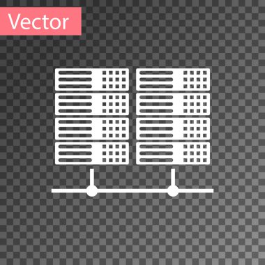 Beyaz Sunucu, Data, Web Sunucu simgesi şeffaf arkaplanda izole edildi. Vektör İllüstrasyonu