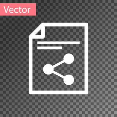 Beyaz Share dosya simgesi şeffaf arka planda yalıtılmış. Dosya paylaşımı. Dosya Aktarım işareti. Vektör Illustration