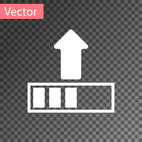 Icono de carga blanca aislado sobre fondo transparente. Cargar en curso. Icono de barra de progreso. Ilustración vectorial — Vector de stock