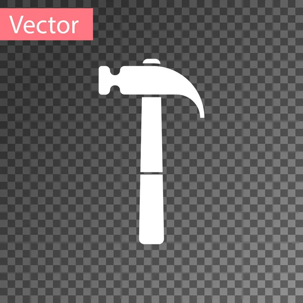 Weißes Hammersymbol isoliert auf transparentem Hintergrund. Werkzeug zur Reparatur. Vektorillustration — Stockvektor