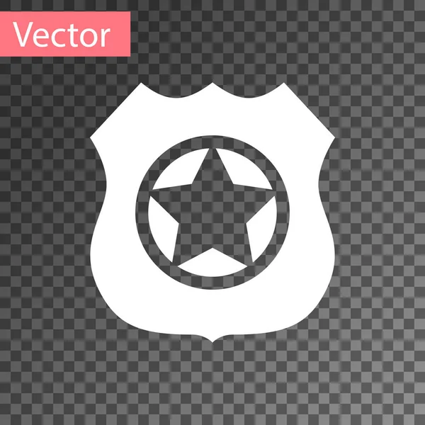 Icono de la insignia de la policía blanca aislado sobre fondo transparente. Insignia del sheriff. Ilustración vectorial — Vector de stock