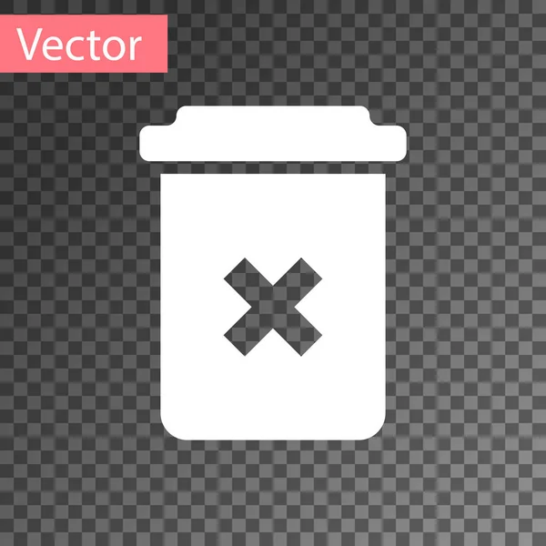 Значок "Белая корзина" изолирован на прозрачном фоне. Удалить значок. Знак мусорного бака. Reycle basket icon. Значок офисного мусора. Векторная миграция — стоковый вектор