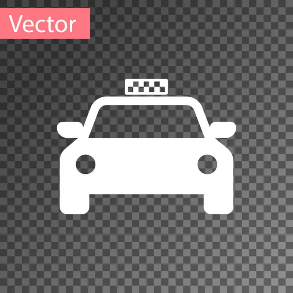 Weißes Taxi-Auto-Symbol auf transparentem Hintergrund. Vektorillustration — Stockvektor