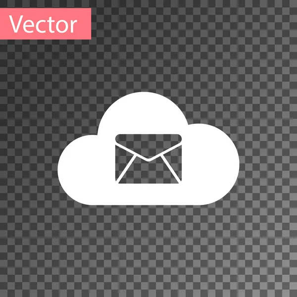 Icono del servidor de correo de White Cloud aislado sobre fondo transparente. Alojamiento de servidores en la nube para correo electrónico. Servicio de mensajes en línea. Señal de buzón. Ilustración vectorial — Vector de stock