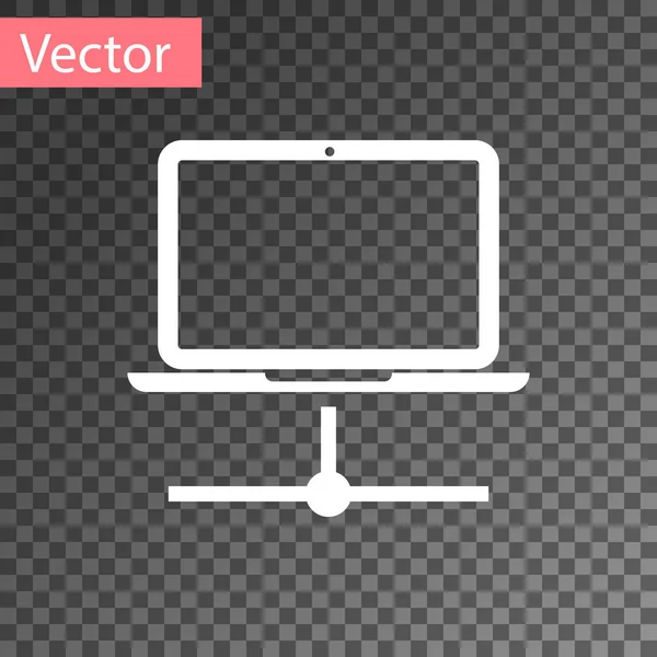 Weißes Computernetzwerk-Symbol isoliert auf transparentem Hintergrund. Laptop-Netzwerk. Internetverbindung. Vektorillustration — Stockvektor