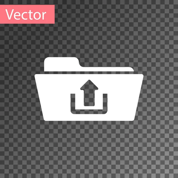 White folder upload icoon geïsoleerd op transparante achtergrond. Vector illustratie — Stockvector