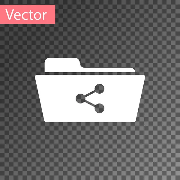 White Share folder icon isolated on transparent background. Folder sharing. Folder transfer sign. Vector Illustration — Stock Vector