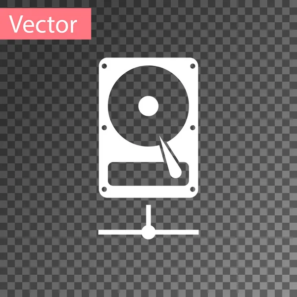 Unidad de disco duro blanco en compartir icono de red aislado en fondo transparente. Ilustración vectorial — Vector de stock