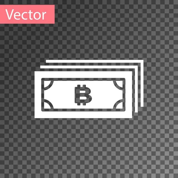 Blanc concept de crypto-monnaie Bitcoin en cercle avec icône de circuit de micropuce isolé sur fond transparent. Technologie blockchain, marché monétaire numérique. Illustration vectorielle — Image vectorielle