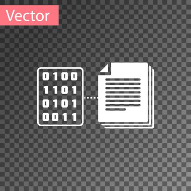 Beyaz akıllı sözleşme simgesi şeffaf arka planda yalıtılmış. Blockchain teknolojisi, cryptocurrency madencilik, Bitcoin, altcoins, dijital para piyasası. Vektör Illustration