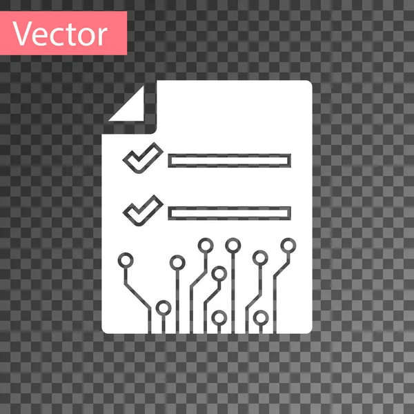 Ícone de contrato inteligente branco isolado em fundo transparente. Tecnologia Blockchain, mineração criptomoeda, bitcoin, altcoins, mercado monetário digital. Ilustração vetorial — Vetor de Stock