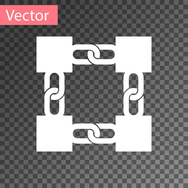 Witte Blockchain technologie icoon geïsoleerd op transparante achtergrond. Cryptocurrency gegevens te ondertekenen. Abstract geometrische Block Chain netwerktechnologie bedrijf. Vector illustratie — Stockvector