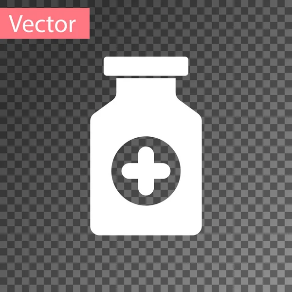 White Medicine bottle icon isolated on transparent background. Bottle pill sign. Pharmacy design. Vector Illustration — Stock Vector
