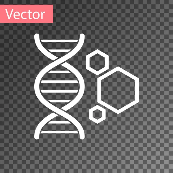 Weißes Gentechniksymbol isoliert auf transparentem Hintergrund. dna-Analyse, genetische Tests, Klonen, Vaterschaftstests. Vektorillustration — Stockvektor