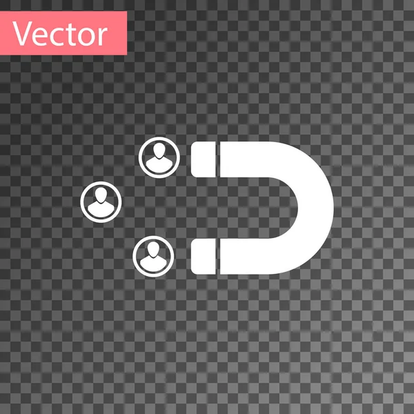Cliente branco atraindo ícone isolado em fundo transparente. Retenção de clientes, suporte e serviço. Clientes atraindo com ímã. Ilustração vetorial — Vetor de Stock
