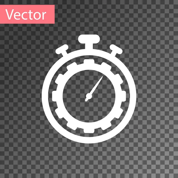 Ícone de gerenciamento de tempo branco isolado em fundo transparente. Relógio e sinal de marcha. Símbolo de produtividade. Ilustração vetorial — Vetor de Stock