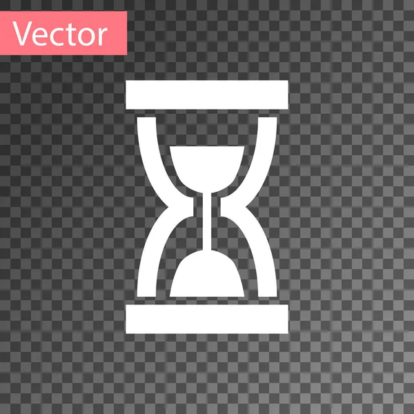 白い古い流れる砂時計は、アイコンが透明な背景に分離された砂します。砂の時計の標識です。ビジネス、時間管理の概念。ベクトル図 — ストックベクタ