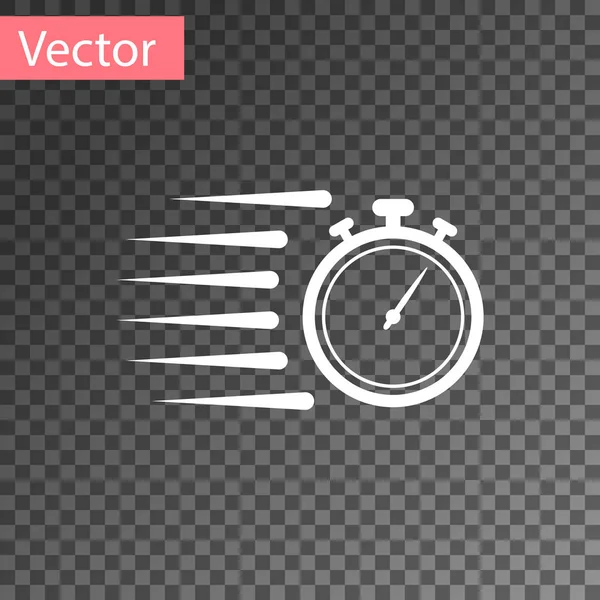 Weißes Stoppuhr-Symbol auf transparentem Hintergrund. Zeitzeichen. Chronometerzeichen. Vektorillustration — Stockvektor