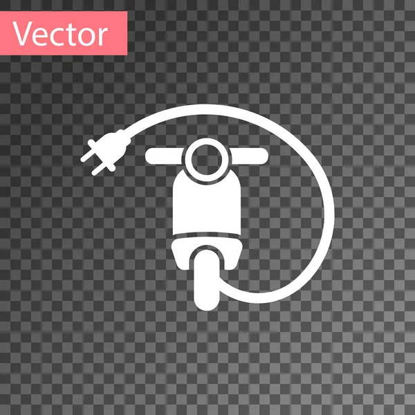 Weißes Elektroroller-Symbol isoliert auf transparentem Hintergrund. Vektorillustration — Stockvektor