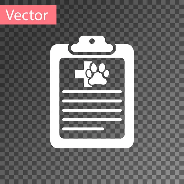 Clipboard branco com registro clínico médico pet ícone isolado em fundo transparente. Formulário de seguro de saúde. Relatório de marcas médicas. Ilustração vetorial — Vetor de Stock