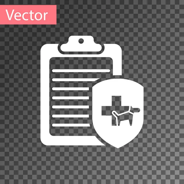 Clipboard branco com registro clínico médico pet ícone isolado em fundo transparente. Formulário de seguro de saúde. Relatório de marcas médicas. Ilustração vetorial — Vetor de Stock