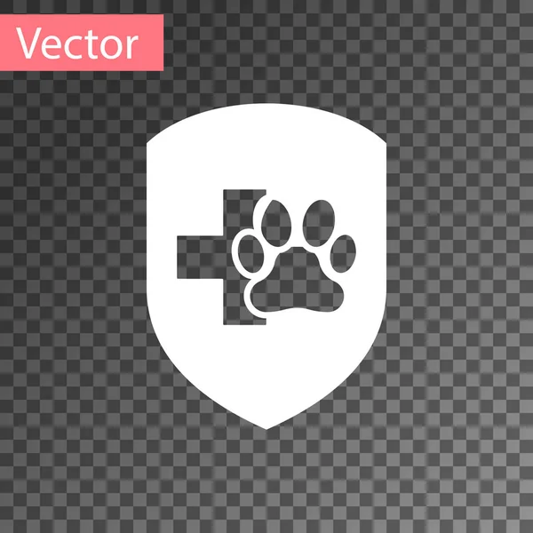 Weißes Tiergesundheitssymbol isoliert auf transparentem Hintergrund. Tierschutz-Ikone. Pfotenabdruck für Hund oder Katze. Vektorillustration — Stockvektor