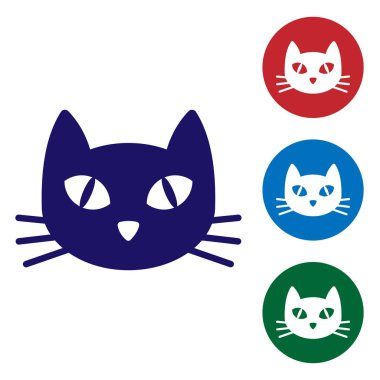 Mavi kedi simgesi beyaz arka planda yalıtılmış. Daire düğmelerinde renk simgesini ayarlayın. Vektör Illustration