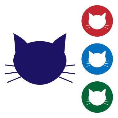 Mavi kedi simgesi beyaz arka planda yalıtılmış. Daire düğmelerinde renk simgesini ayarlayın. Vektör Illustration