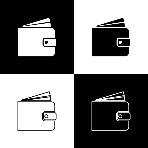 stock vector Set Wallet icons isolated on black and white background. Line, outline and linear icon. Vector Illustration