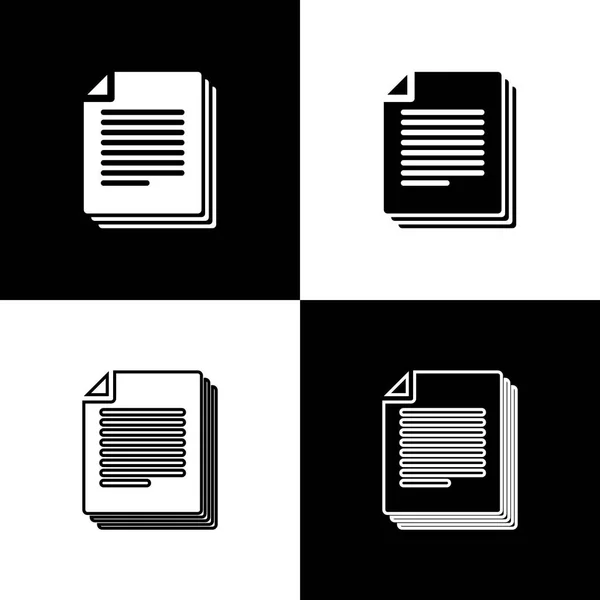 Establecer iconos de documento aislados sobre fondo blanco y negro. Icono archivo. Icono de lista de verificación. Concepto de negocio. Línea, contorno e icono lineal. Ilustración vectorial — Archivo Imágenes Vectoriales