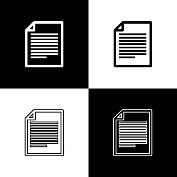 Set Document icons isolated on black and white background. File icon. Checklist icon. Business concept. Line, outline and linear icon. Vector Illustration — Stock Vector