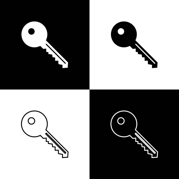 Establecer iconos clave aislados sobre fondo blanco y negro. Línea, contorno e icono lineal. Ilustración vectorial — Vector de stock