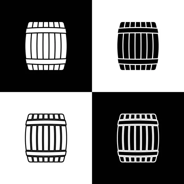 Set Icônes de canon en bois isolé sur fond noir et blanc. Ligne, contour et icône linéaire. Illustration vectorielle — Image vectorielle