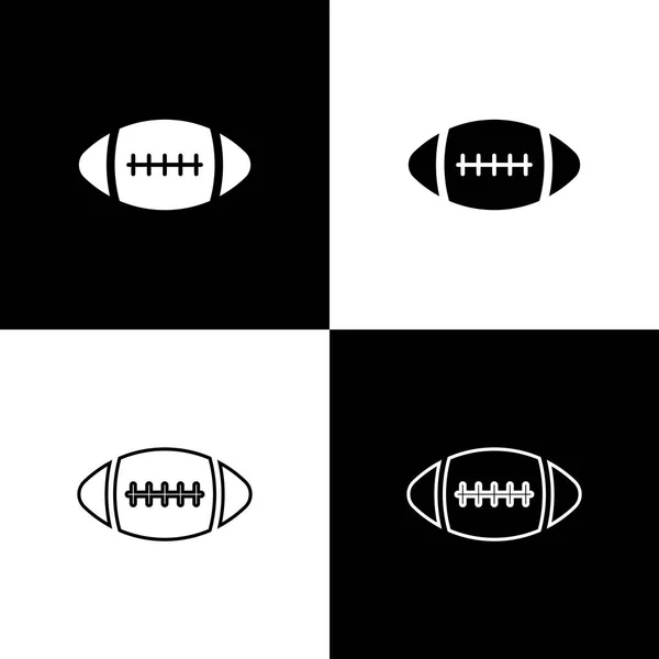 Establezca iconos de pelota de fútbol americano aislados sobre fondo blanco y negro. Línea, contorno e icono lineal. Ilustración vectorial — Vector de stock