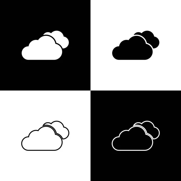 Definir ícones de nuvem isolados em fundo preto e branco. Linha, contorno e ícone linear. Ilustração vetorial — Vetor de Stock