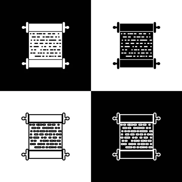 Establecer iconos de desplazamiento de papel aislados sobre fondo blanco y negro. Señal de desplazamiento de lona. Línea, contorno e icono lineal. Ilustración vectorial — Archivo Imágenes Vectoriales