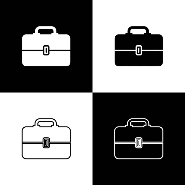 Définir les icônes Toolbox isolées sur fond noir et blanc. Panneau de boîte à outils. Ligne, contour et icône linéaire. Illustration vectorielle — Image vectorielle