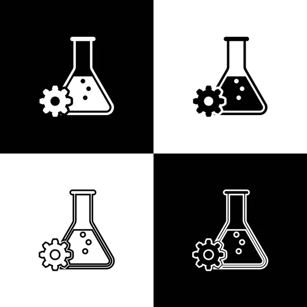 Állítsa Biomengineering ikonok izolált fekete-fehér háttér. Eleme a genetika és biokészmérnöki ikonra. Biológia, molekula, kémiai ikon. Vonal-, vázlat-és lineáris ikon. Vektoros illusztráció — Stock Vector