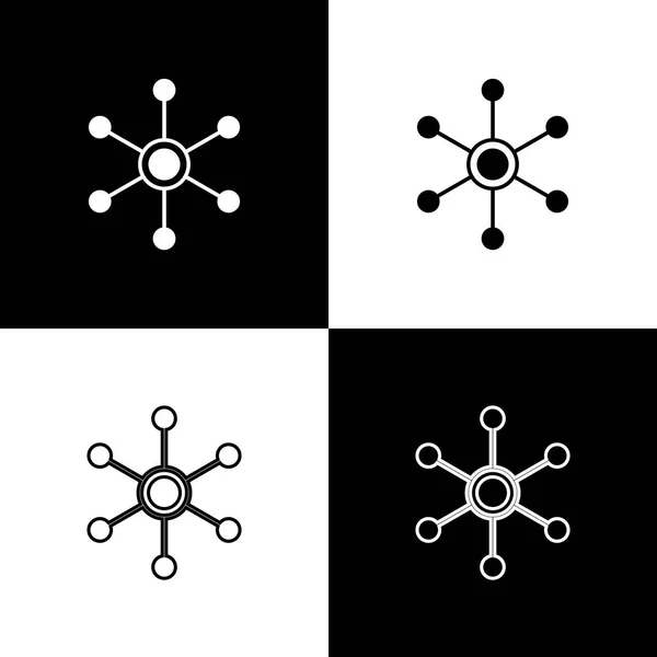 Set Network icons isolated on black and white background. Global network connection. Global technology or social network. Connecting dots and lines. Line, outline and linear. Vector Illustration — Stock Vector